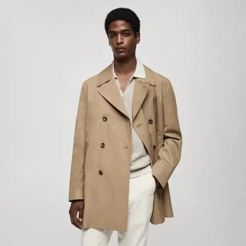MANGO MAN - Gabardina Corta Algodón Hombre