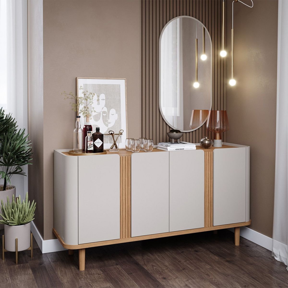 DECOCASA - Buffet Eva Off White Natural Decocasa