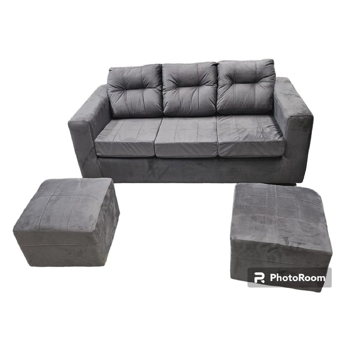 JDO & DESIGN - Sofá 3 Cuerpos Nize 2 Pouf Felpa Jdo & Design