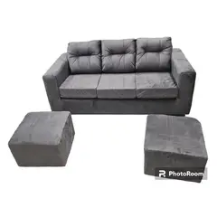 JDO & DESIGN - Sofá 3 Cuerpos Nize 2 Pouf Felpa