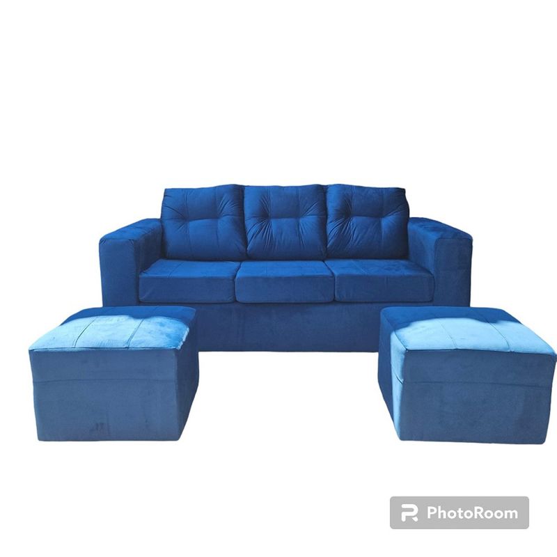JDO & DESIGN - Sofá 3 Cuerpos Nize 2 Pouf Felpa Jdo & Design
