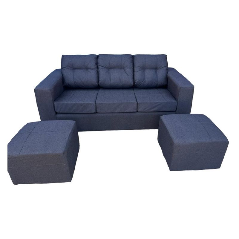 JDO & DESIGN - Sofá 3 Cuerpos Nize 2 Pouf Tela Jdo & Design