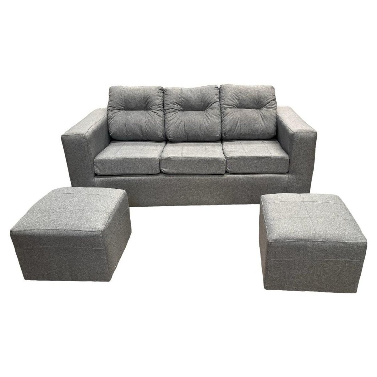 JDO & DESIGN - Sofá 3 Cuerpos Nize 2 Pouf Tela Jdo & Design