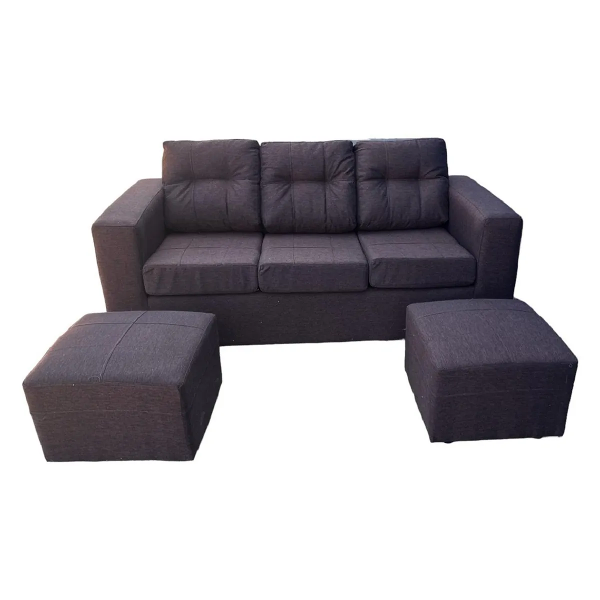 JDO & DESIGN - Sofá 3 Cuerpos Nize 2 Pouf Tela Jdo & Design