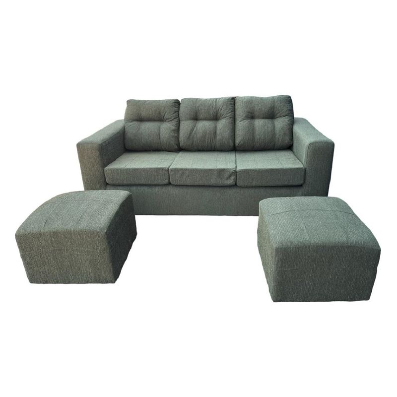 JDO & DESIGN - Sofá 3 Cuerpos Nize 2 Pouf Tela Jdo & Design