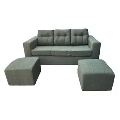 JDO & DESIGN - Sofá 3 Cuerpos Nize 2 Pouf Tela