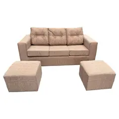 JDO & DESIGN - Sofá 3 Cuerpos Nize 2 Pouf Tela