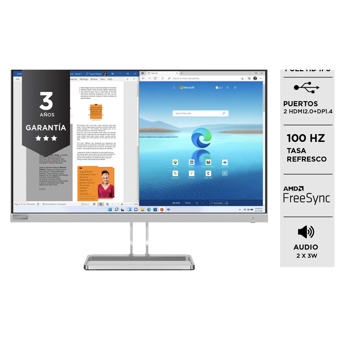 LENOVO - Monitor L27I 27" Fhd Ips 100Hz Speaker Integrado Lenovo