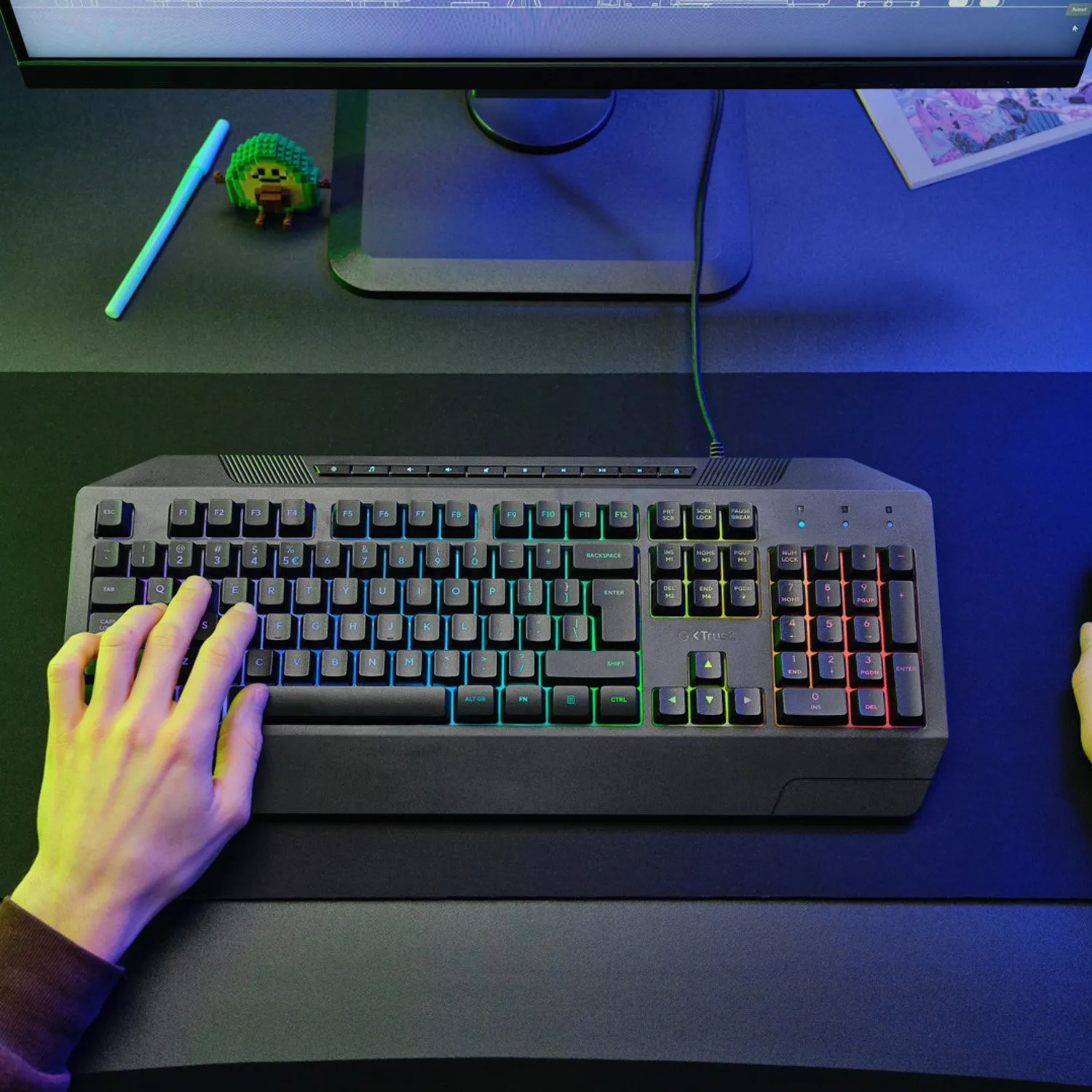 TRUST Teclado Gamer Evocx GXT 836 RGB Tamaño Completo y Teclas