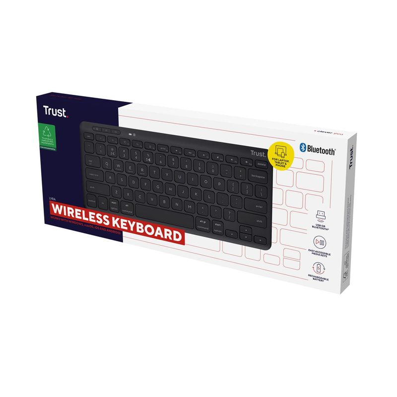 TRUST Teclado Inalámbrico Ecológico Lyra Bluetooth Compacto para