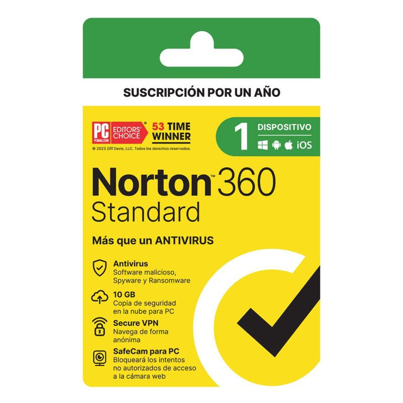 NORTON - Antivirus Norton 360 Standard 1 Dispositivo por 1 Año-Licencia Descargable