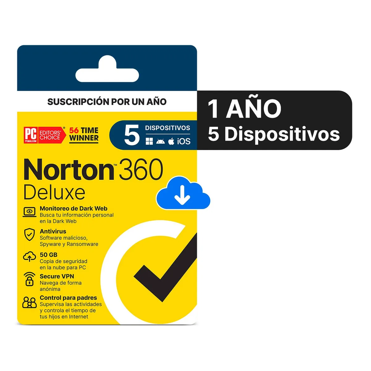 MICROSOFT - Antivirus Norton 360 Deluxe 5 Dispositivos por 1 Año-Licencia Descargable