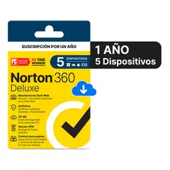 MICROSOFT - Antivirus Norton 360 Deluxe 5 Dispositivos por 1 Año-Licencia Descargable