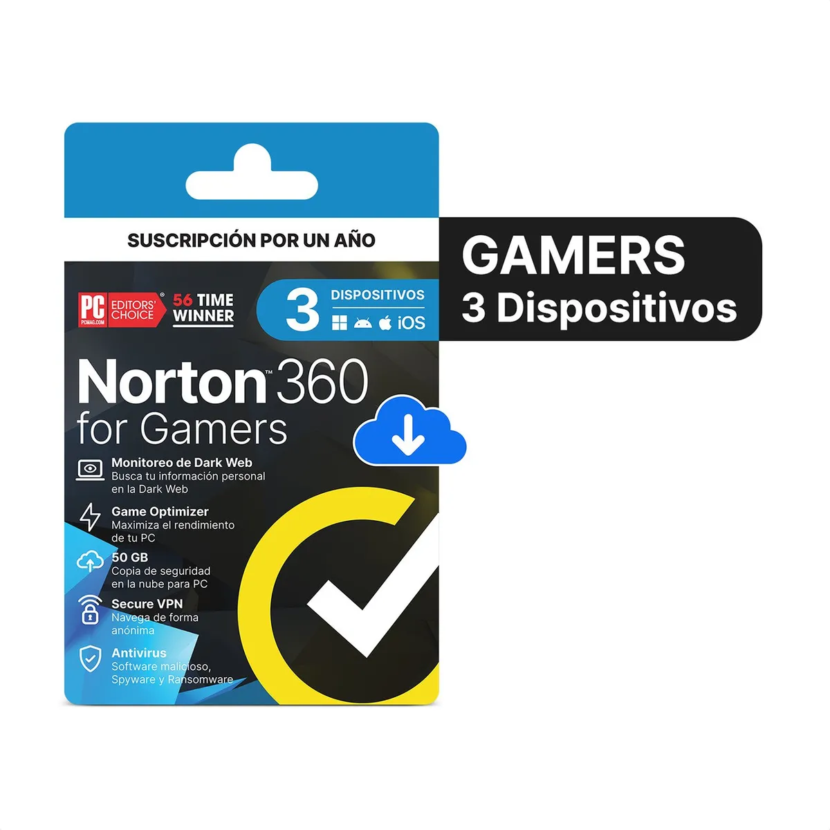 NORTON - Antivirus Norton 360 Para Gamers 3 Dispositivos por 1 Año-Licencia Descargable