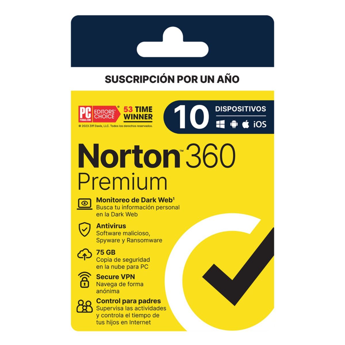 NORTON - Antivirus Norton 360 Premium 10 Dispositivos por 1 Año-Licencia Descargable
