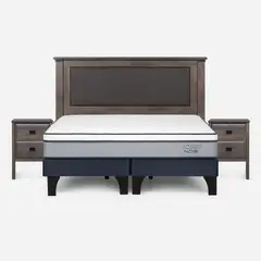 ROSEN - Cama Europea Indie 2 Plazas Respaldo + Veladores