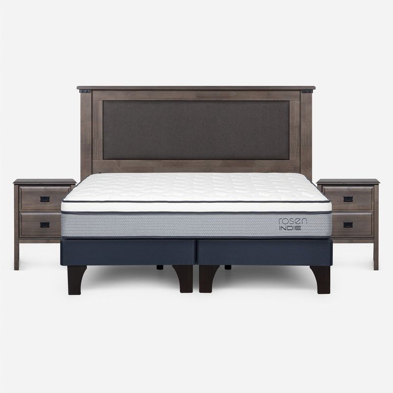 ROSEN - Cama Europea Indie King Respaldo + Veladores Rosen
