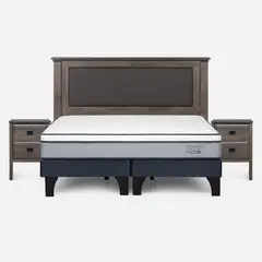 ROSEN - Cama Europea Indie King Respaldo + Veladores