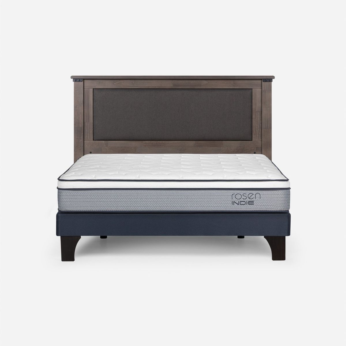ROSEN - Cama Europea Indie 2 Plazas x 2.00 mt Base Normal + Respaldo Rosen