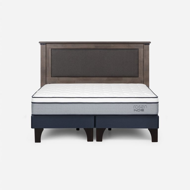 Cama Europea Indie 2 Plazas x 2.00 mt Base Dividida + Respaldo