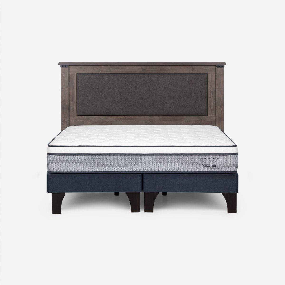 ROSEN - Cama Europea Indie 2 Plazas x 2.00 mt Base Dividida + Respaldo Rosen