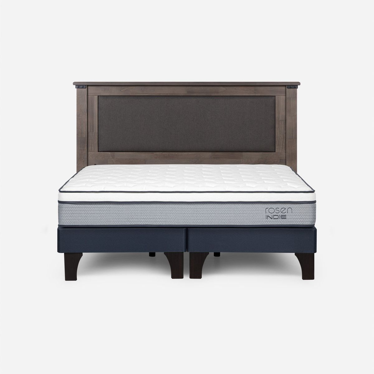 ROSEN - Cama Europea Indie King x 2.00 mt Base Dividida + Respaldo Rosen