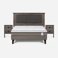 ROSEN - Cama Europea New Style 6 2 Plazas Respaldo + Veladores