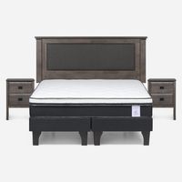 Cama Europea New Style 6 2 Plazas Respaldo + Veladores