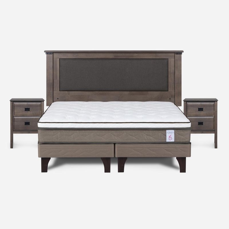 ROSEN - Cama Europea New Style 6 King Respaldo + Veladores Rosen