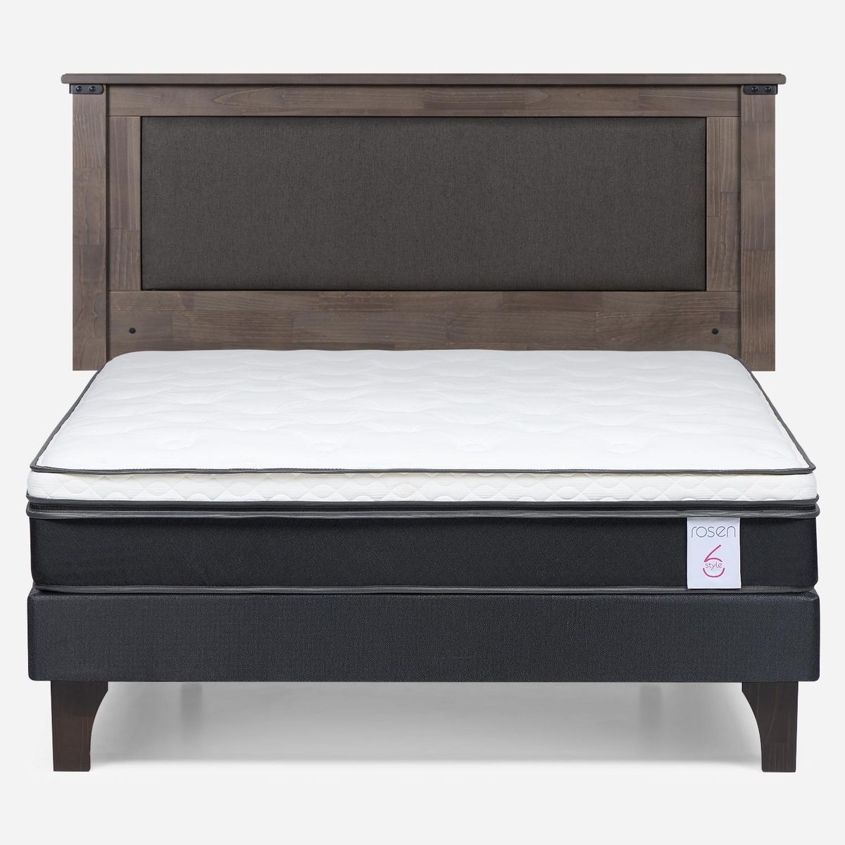 ROSEN - Cama Europea New Style 6 2 Plazas x 2.00 mt Base Normal + Respaldo Rosen