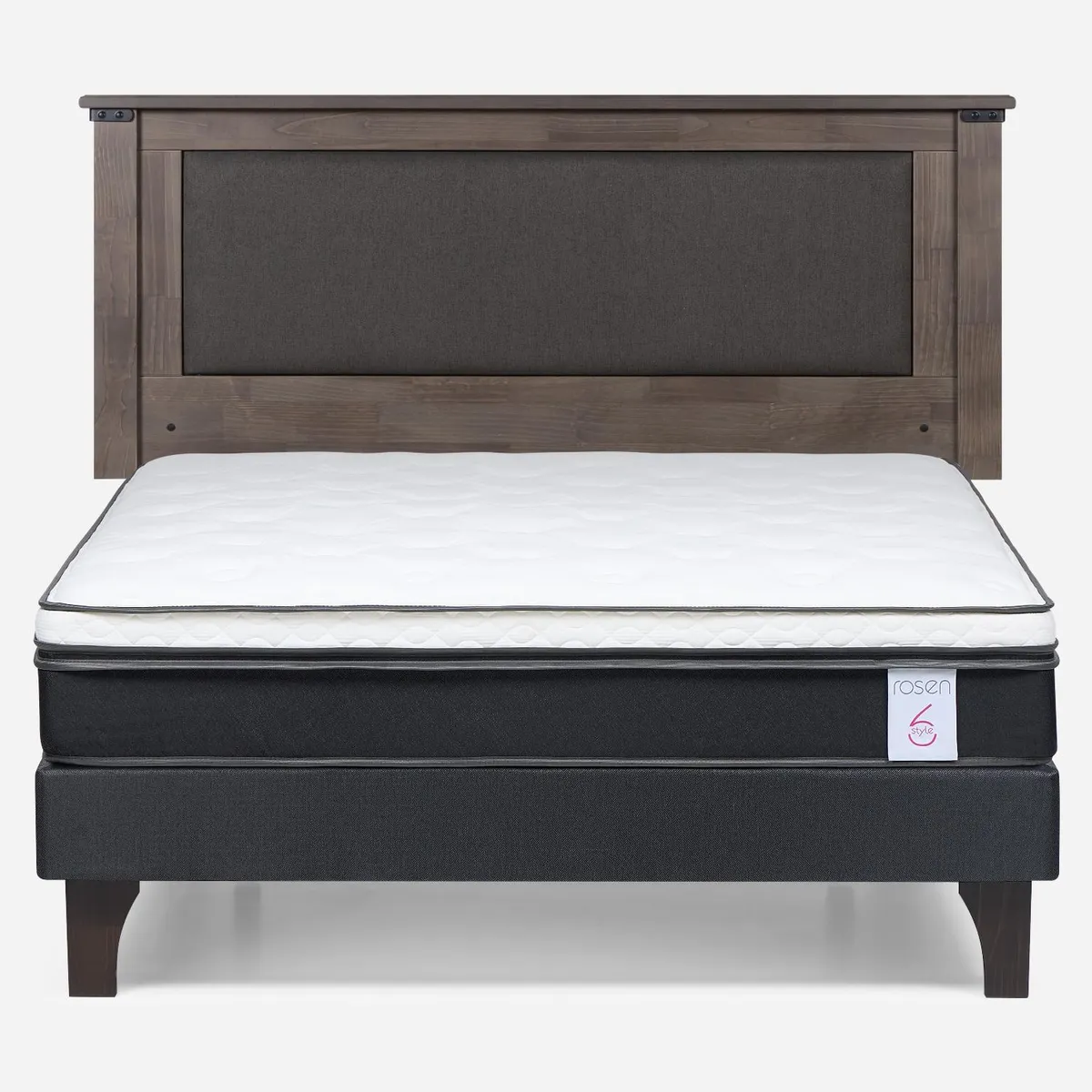 ROSEN - Cama Europea New Style 6 2 Plazas x 2.00 mt Base Normal + Respaldo Rosen