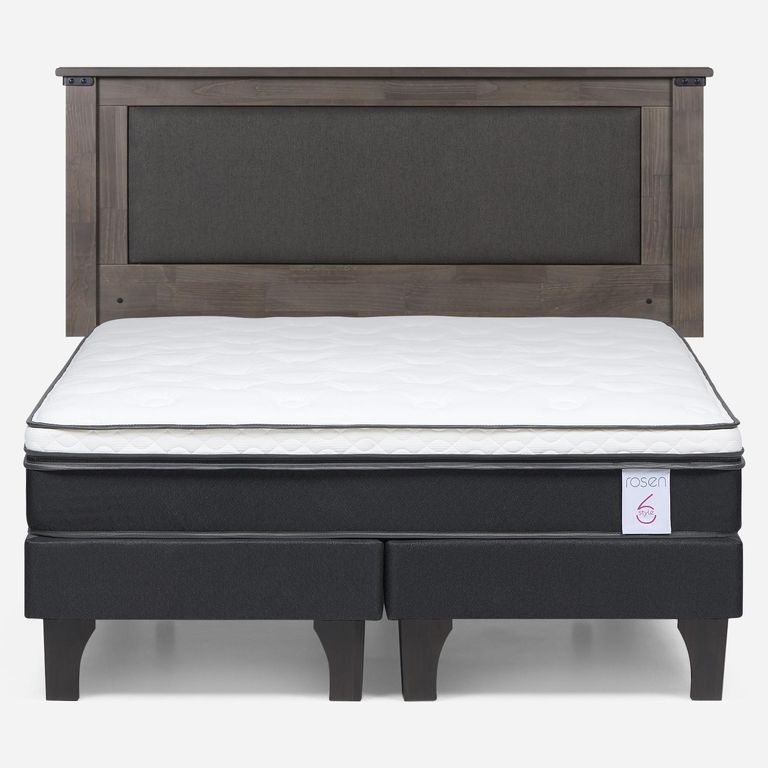 Cama Europea New Style 6 2 Plazas x 2.00 mt Base Dividida + Respaldo