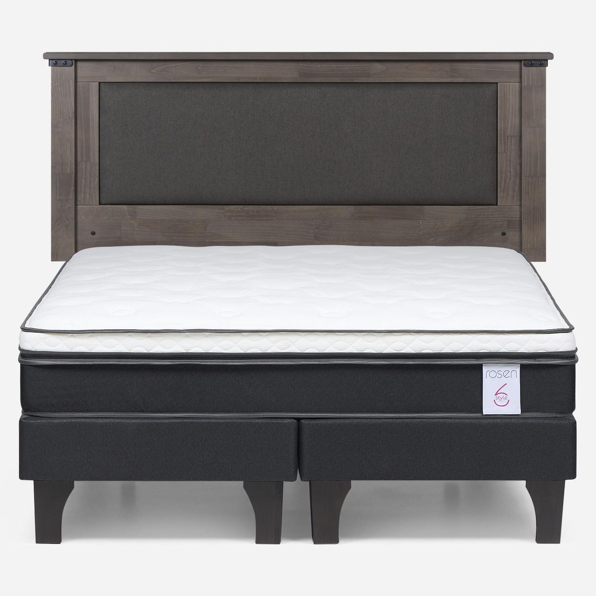 ROSEN - Cama Europea New Style 6 2 Plazas x 2.00 mt Base Dividida + Respaldo Rosen