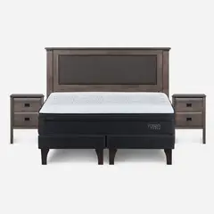 ROSEN - Cama Europea Tempo 2 Plazas Respaldo + Veladores