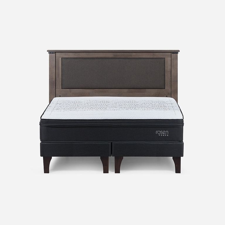 Cama Europea Tempo 2 Plazas x 2.00mt Base Dividida + Respaldo
