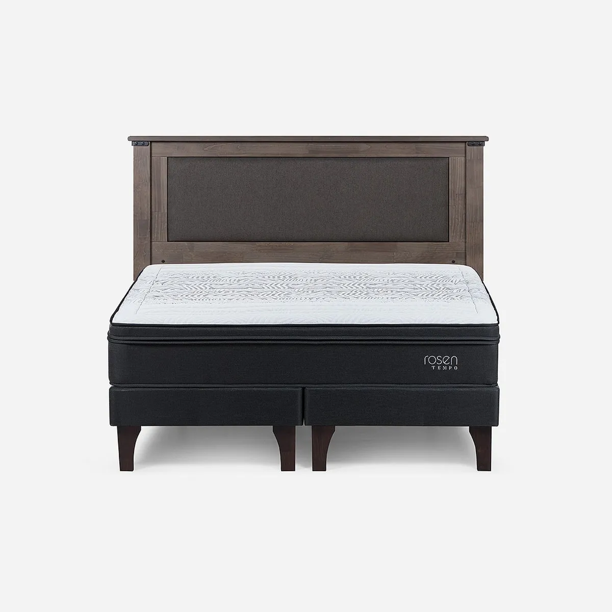 ROSEN - Cama Europea Tempo 2 Plazas x 2.00mt Base Dividida + Respaldo Rosen