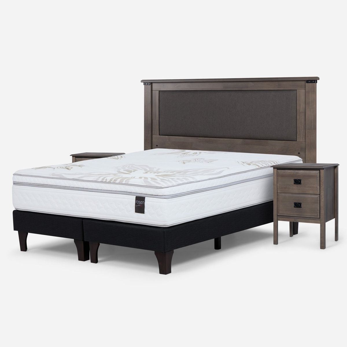 ROSEN - Cama Europea Art 4 King Respaldo + Veladores Rosen