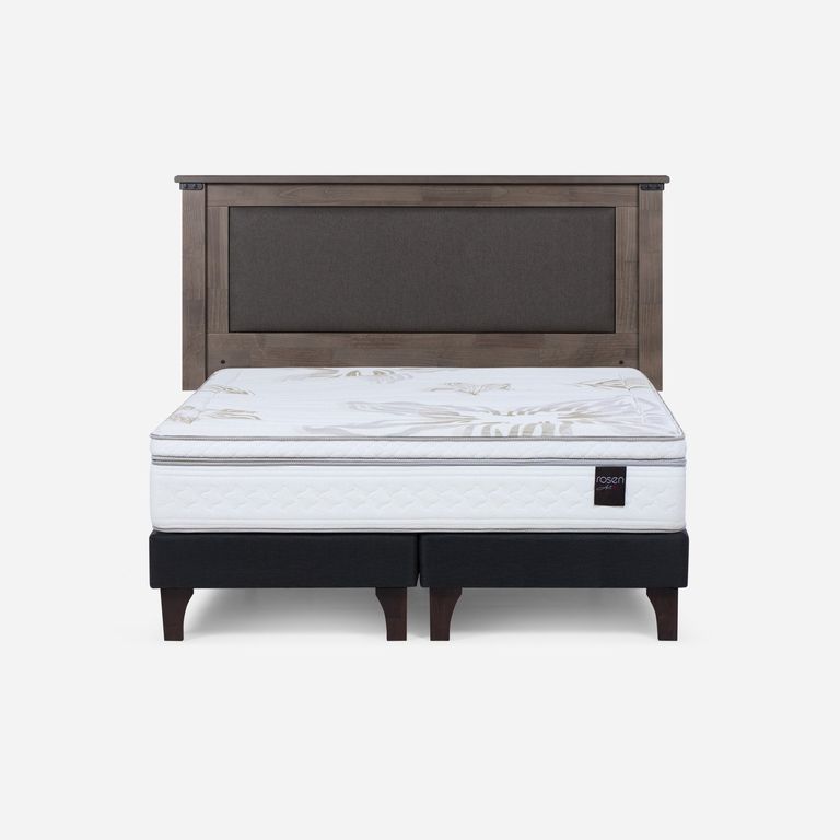 Cama Europea Art 4 King x 2.00mt Base Dividida + Respaldo