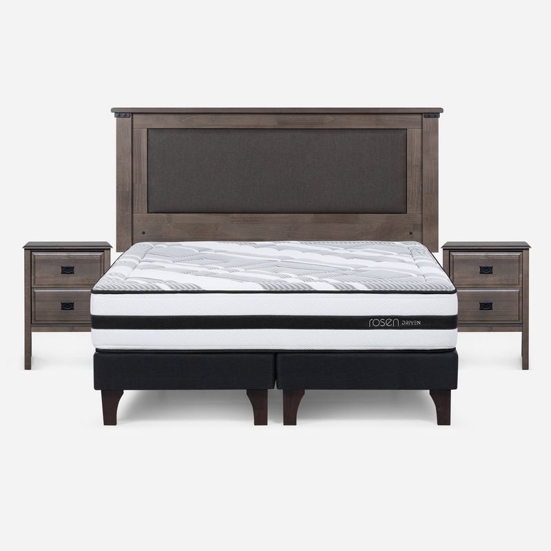 ROSEN - Cama Europea Driven 2 Plazas Respaldo + Veladores Rosen