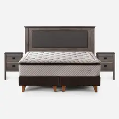 ROSEN - Cama Europea Nest 2 Plazas Respaldo + Veladores