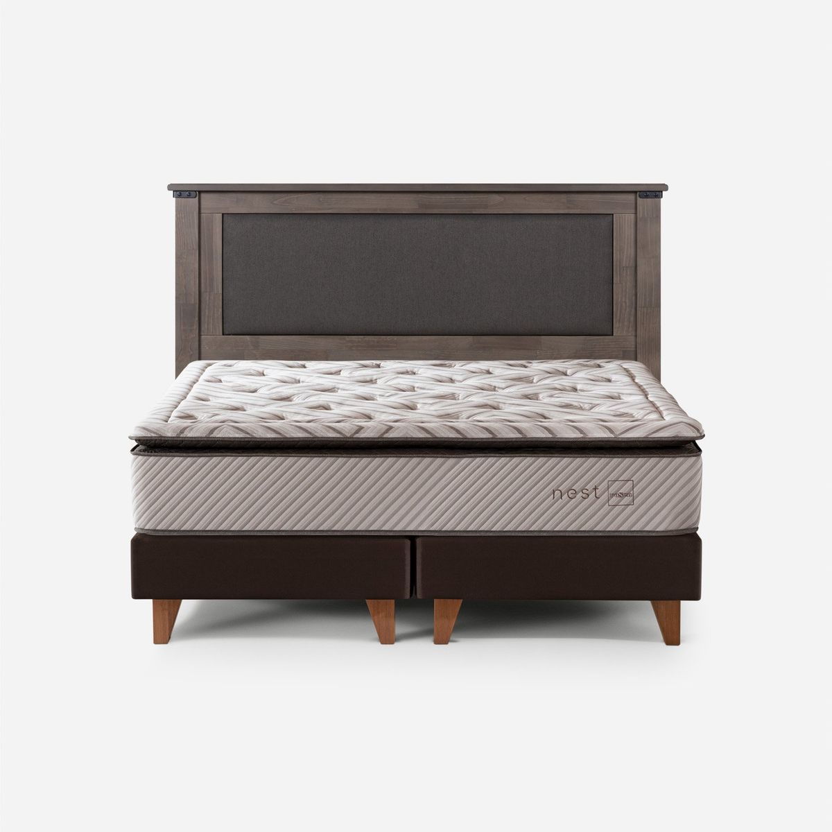 ROSEN - Cama Europea Nest 2 Plazas x 2.00mt Base Dividida + Respaldo Rosen