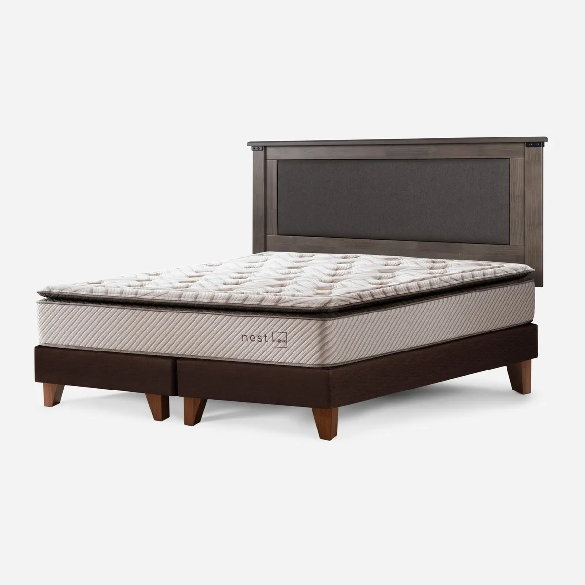 ROSEN - Cama Europea Nest 2 Plazas x 2.00mt Base Dividida + Respaldo Rosen