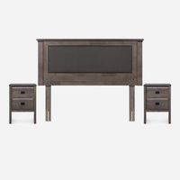 Set Muebles New Ray 2 Plazas Gris Respaldo + Veladores