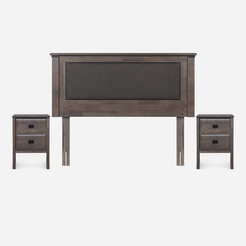 ROSEN - Set Muebles New Ray 2 Plazas Gris Respaldo + Veladores Rosen