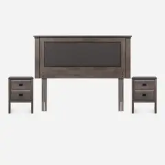 ROSEN - Set Muebles New Ray 2 Plazas Gris Respaldo + Veladores