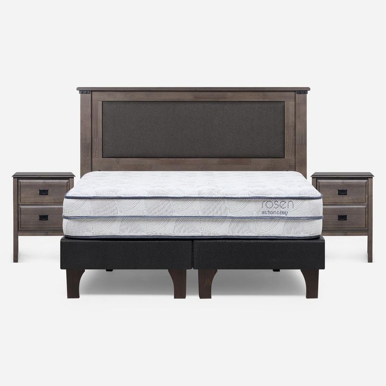 Cama Europea Autonomy Sky 2 Plazas x 2.00mt Base Dividida + Respaldo + 2 Veladores