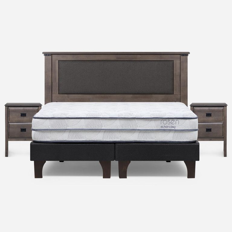 Cama Europea Autonomy Sky King x 2.00mt Base Dividida + Respaldo + 2 Veladores