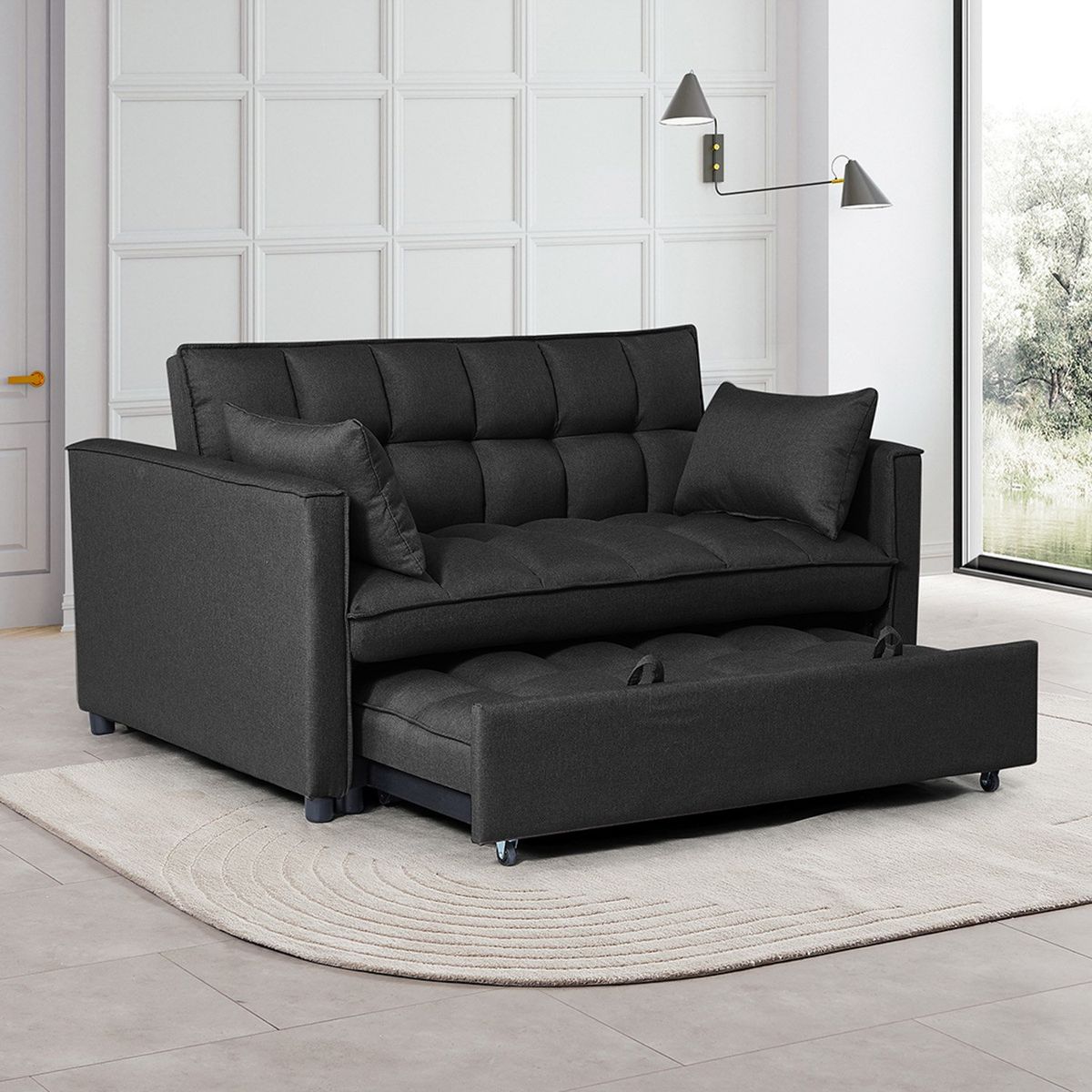 IDETEX - Sofá Futón Tela Brela Negro Idetex