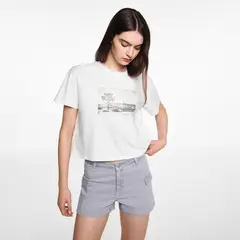 MANGO TEEN - Polera Crop Estampada Mujer