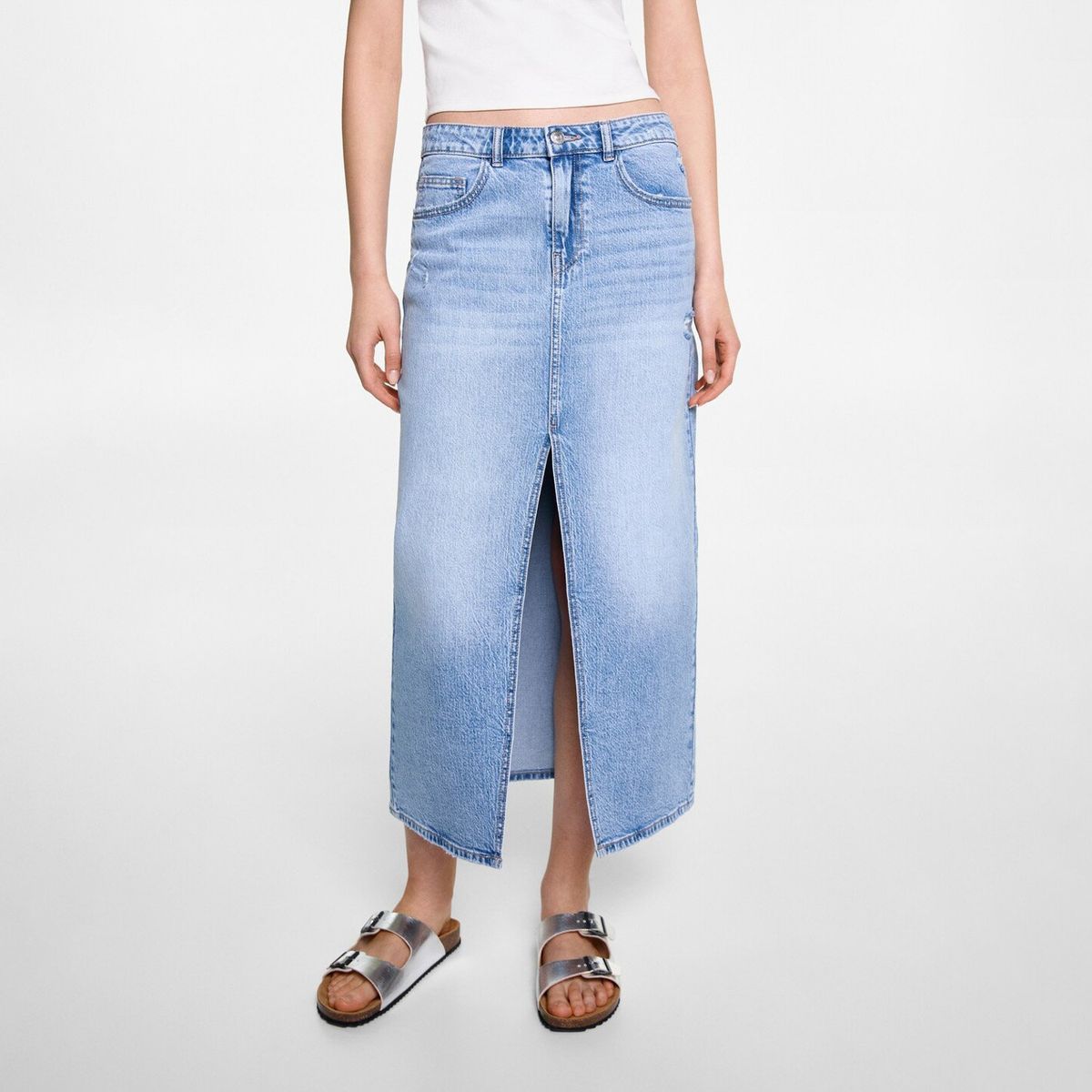 MANGO TEEN - Falda Vaquera Abertura Mujer Mango Teen